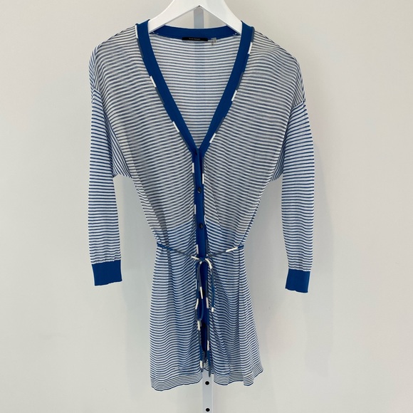 ELIE TAHARI BLUE STRIPE CARDIGAN SIZE XS NWOTS!